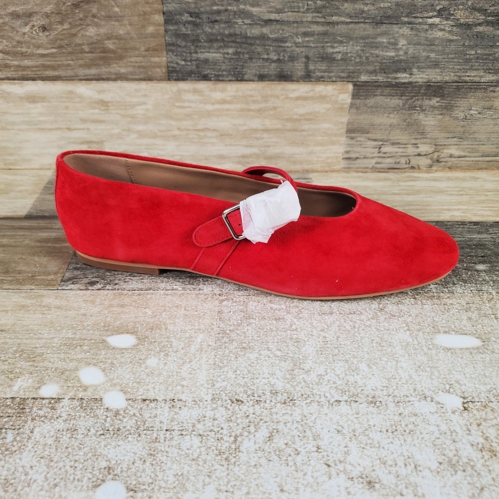 Steve Madden Dreaming Womens Flat Shoes 9 M Red Suede Adjustable Strap Mary Jane